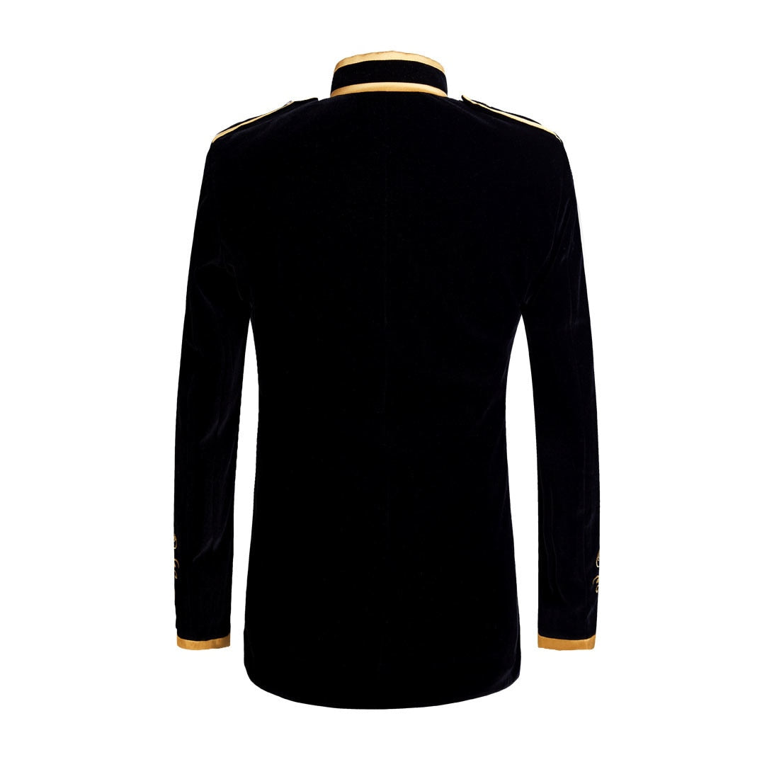 British Style Palace Prince Black Velvet Gold Embroidery Blaze Jacket - Top Sale Item