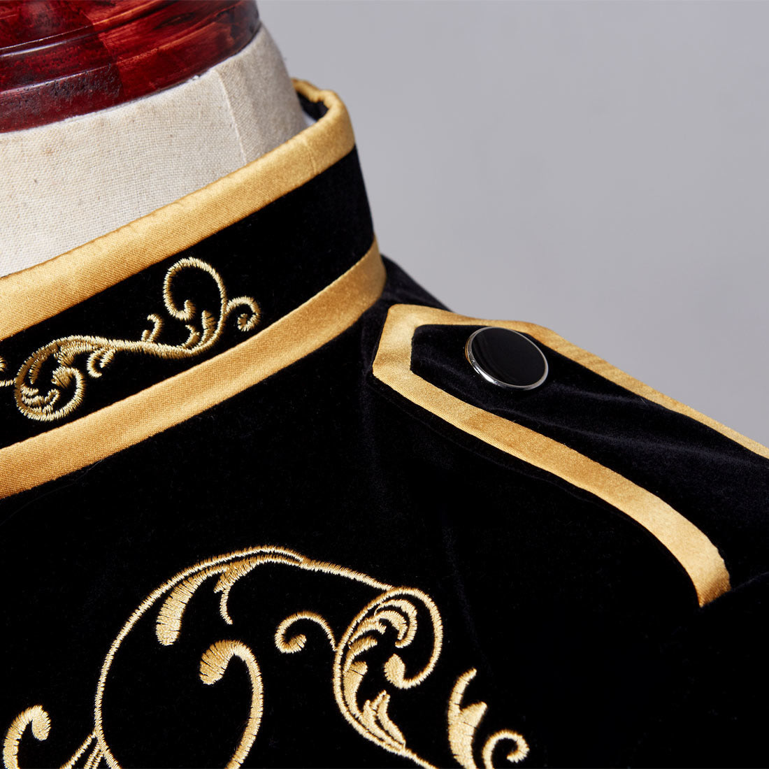 British Style Palace Prince Black Velvet Gold Embroidery Blaze Jacket - Top Sale Item