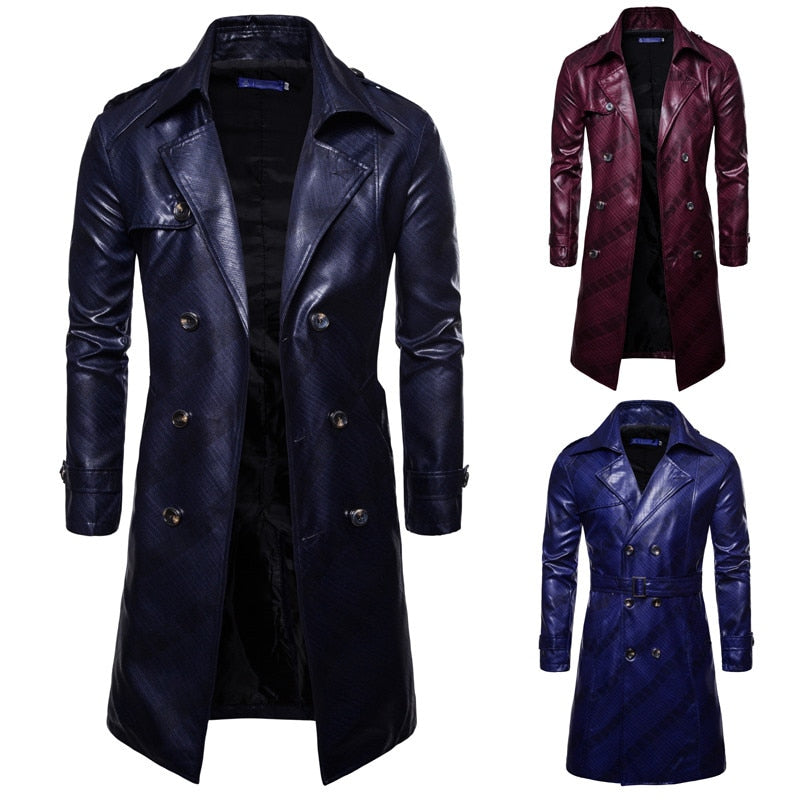 Spring Autumn Double-breasted Long Style Trench Coat Male Clothing - Top Sale Item