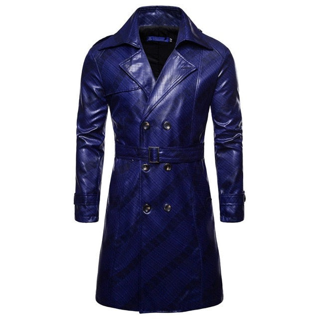 Leather Trench Coat Mens Long Faux leather Jacket - Top Sale Item