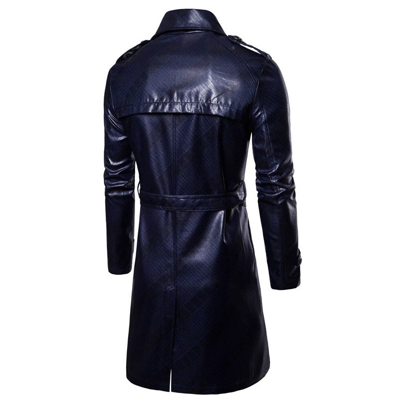 Leather Trench Coat Mens Long Faux leather Jacket - Top Sale Item