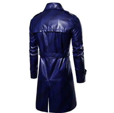 Leather Trench Coat Mens Long Faux leather Jacket - Top Sale Item