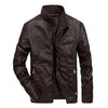 Men Autumn Solid Stand Collar PU Leather Jacket - Top Sale Item