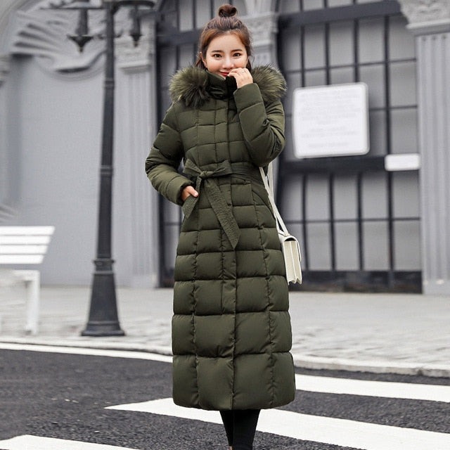 Winter Jacket Cotton Padded Warm Thicken Ladies Coat Long Coats Parka Womens Jackets