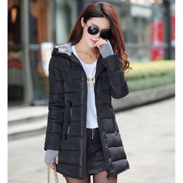 Winter hooded warm coat plus size candy color cotton padded jacket