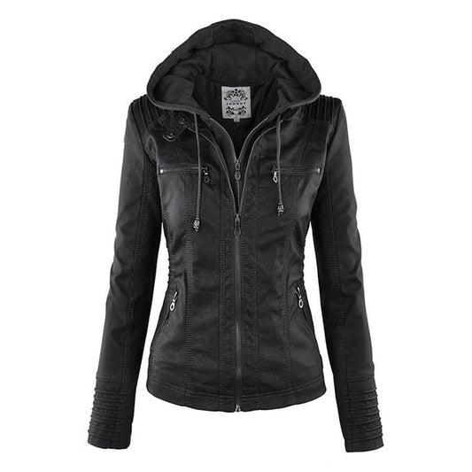 Leather Hoodie Jacket Faux PU Leather Jacket - Top Sale Item