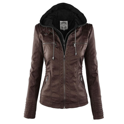 Leather Hoodie Jacket Faux PU Leather Jacket - Top Sale Item