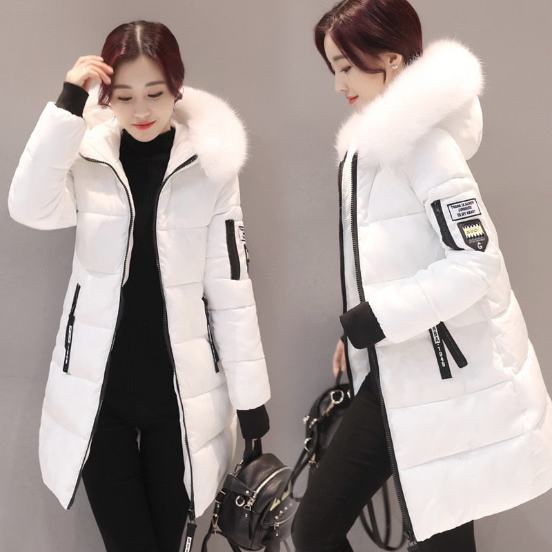 Winter Women Hooded Cotton Parkas Warm Coat