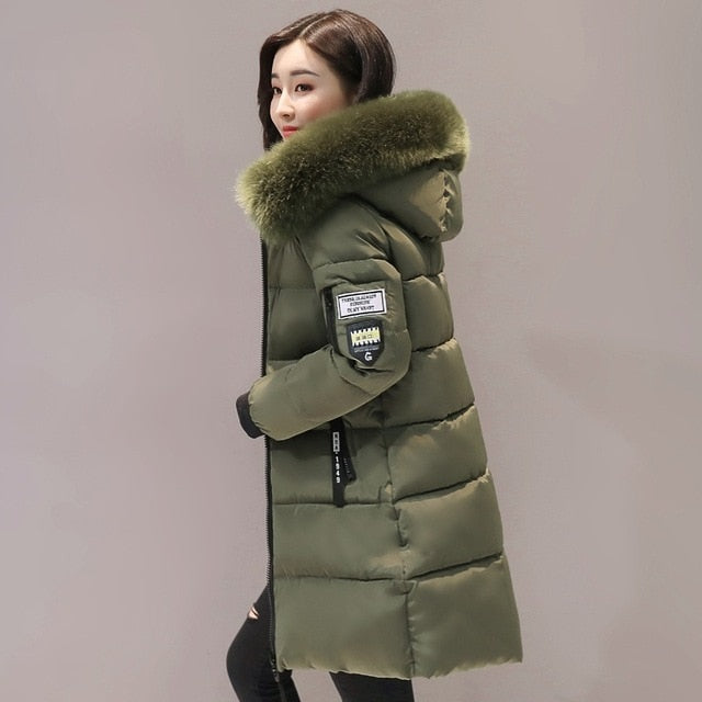 Winter Women Hooded Cotton Parkas Warm Coat