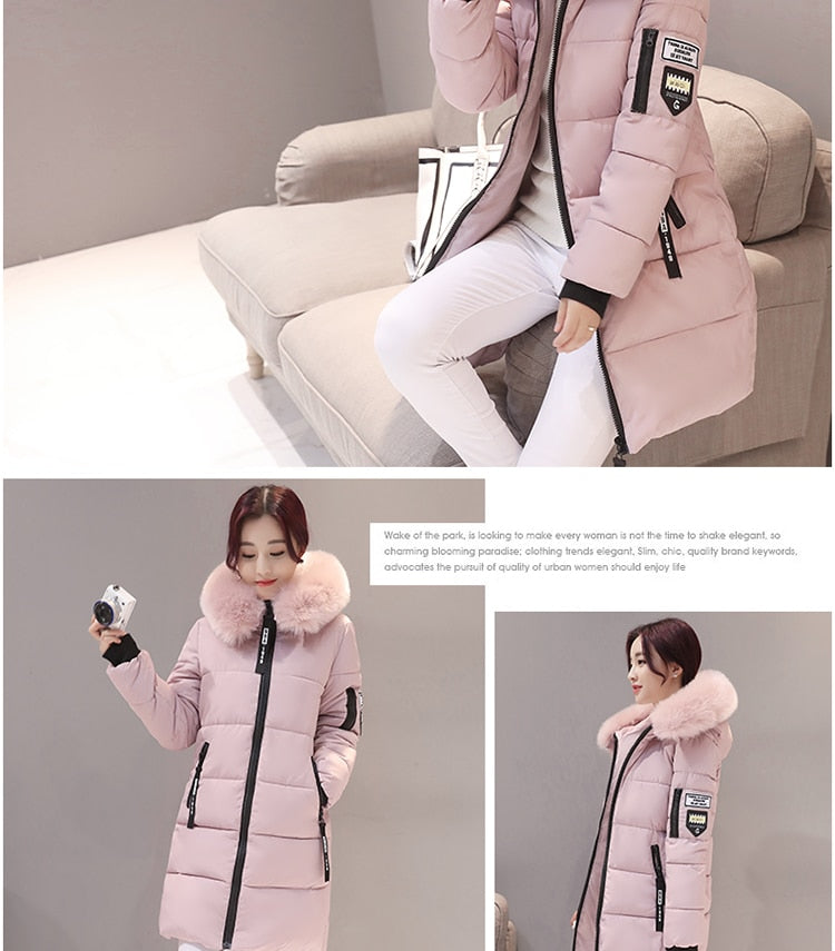 Winter Women Hooded Cotton Parkas Warm Coat