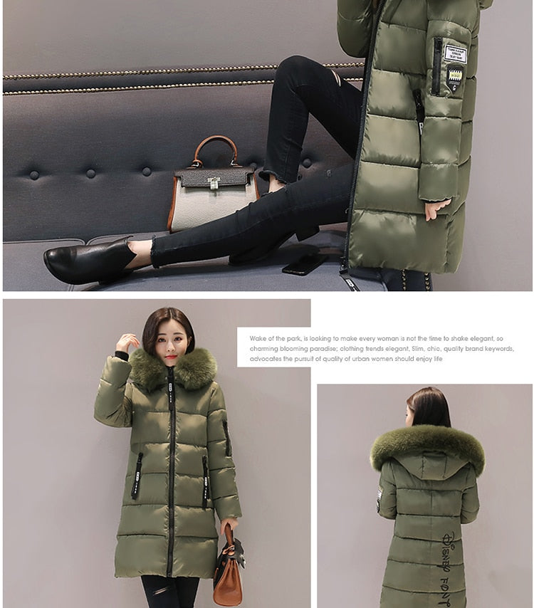 Winter Women Hooded Cotton Parkas Warm Coat