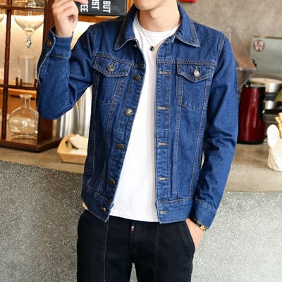 Spring Autumn Mens Denim Jacket Mens Trendy Fashion Bomber Thin Ripped Denim Jacket